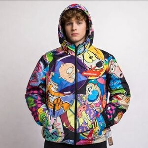 Members Only x Nickelodeon Rugrats Ren and Stimpy Hooded Windbreaker Jacket